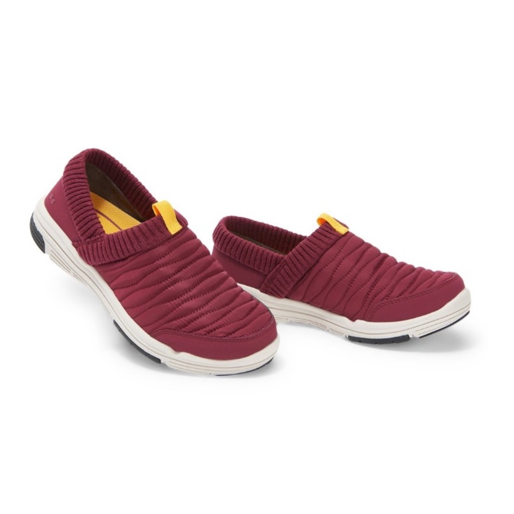 Ryka Maroon Slip-On Sneakers with Yellow Accent